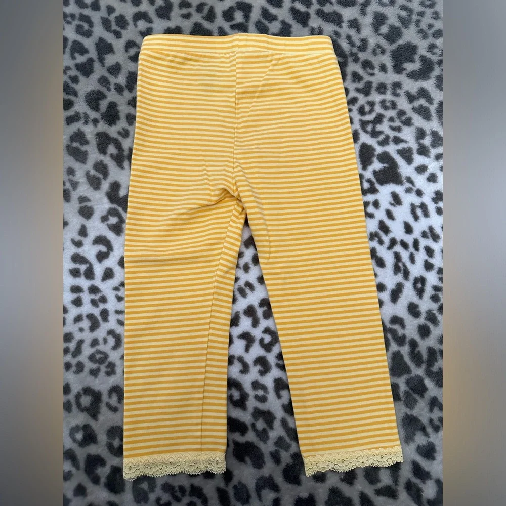babyGap Striped Leggings with Lace Trim in Yellow Size Toddler 3 Years